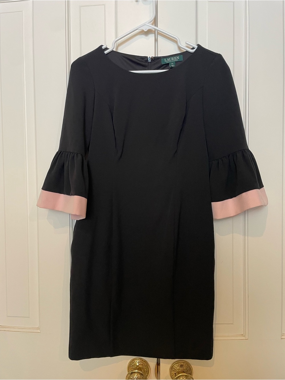 Ralph Lauren Black Shift Dress with Pink Cuff